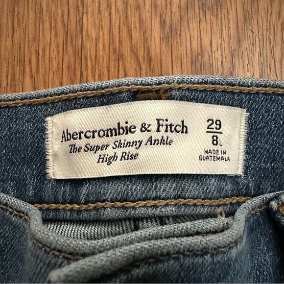 Abercrombie & Fitch Blue Super Skinny Ankle High Rise Jeans Size 29 8L cotton - Picture 5 of 7